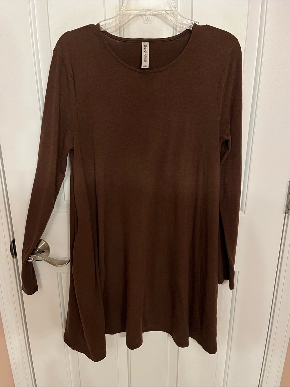 Zenana Outfitters Brown Long Sleeve Swing Dress